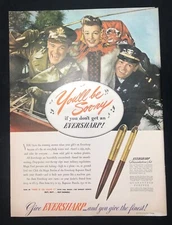 vintage 1943 large size mag print ad WW2 era Americana LIFE Eversharp Pencils