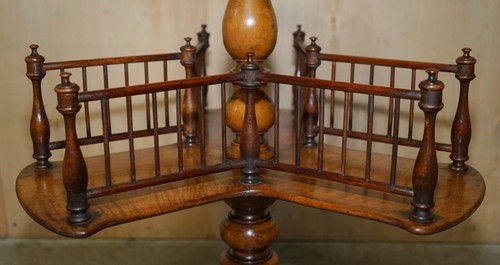 ANTIQUE RESTORED VICTORIAN BURR WALNUT LIBRARY REVOLVING BOOK TABLE BOOKCASE - Picture 9 of 24