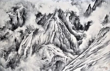 A Snow Storm Nearing Yosemite : Chiura Obata : Archival Art Print
