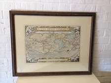 Antique Etching Print of Map Typus Orbis Terretrum After Fransciscus Hogenbergus