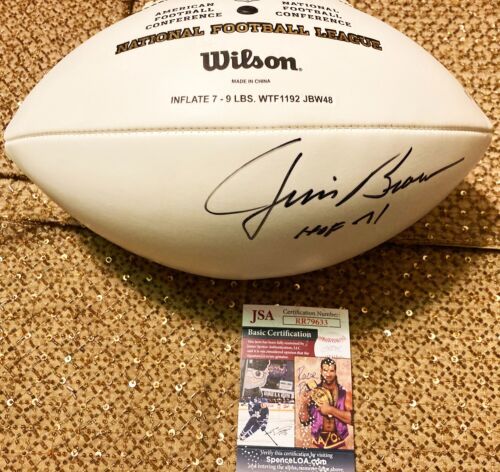JIM BROWN HOF 71 CLEVELAND BROWNS SIGNED AUTO WILSON THE DUKE FOOTBALL JSA COA - Picture 1 of 7