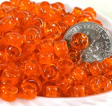Pony, Beads, 6mm, 2mm Hole, Transparent Hyacinth Orange w/Gloss, 50 Pcs, 51