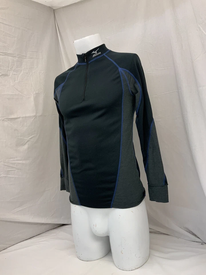 Mizuno 1/4 Zip Pullover M Black Long Sleeve 100% Poly Base Layer EUC YGI RE2261 - Image 4 of 4