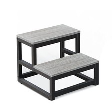 2 Step Stool for Adults Kids Heavy Duty Steel Wooden Steps Holds 500lb