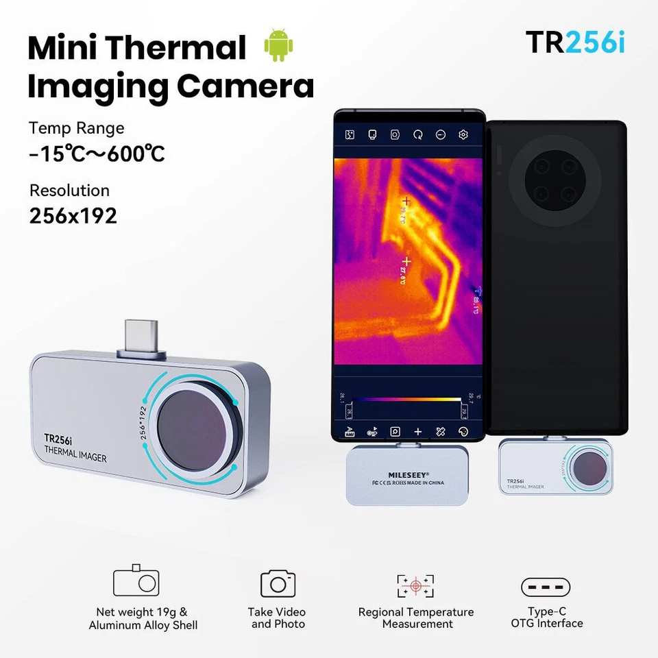 Mileseey  256*192 IR High Resolution Thermal Imaging Camera for Android Portable - Image 2 of 4