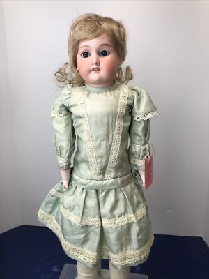 18.5  Antique Germany Bisque Doll AM Floradora 2/0 On Leather Body BL Eyes SC3
