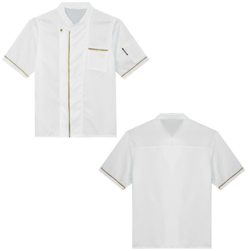 Unisex Chef Coat Kitchen Short Sheeve Jacket Restaurant Chef Uniform Hotel Tops - Picture 10 of 16