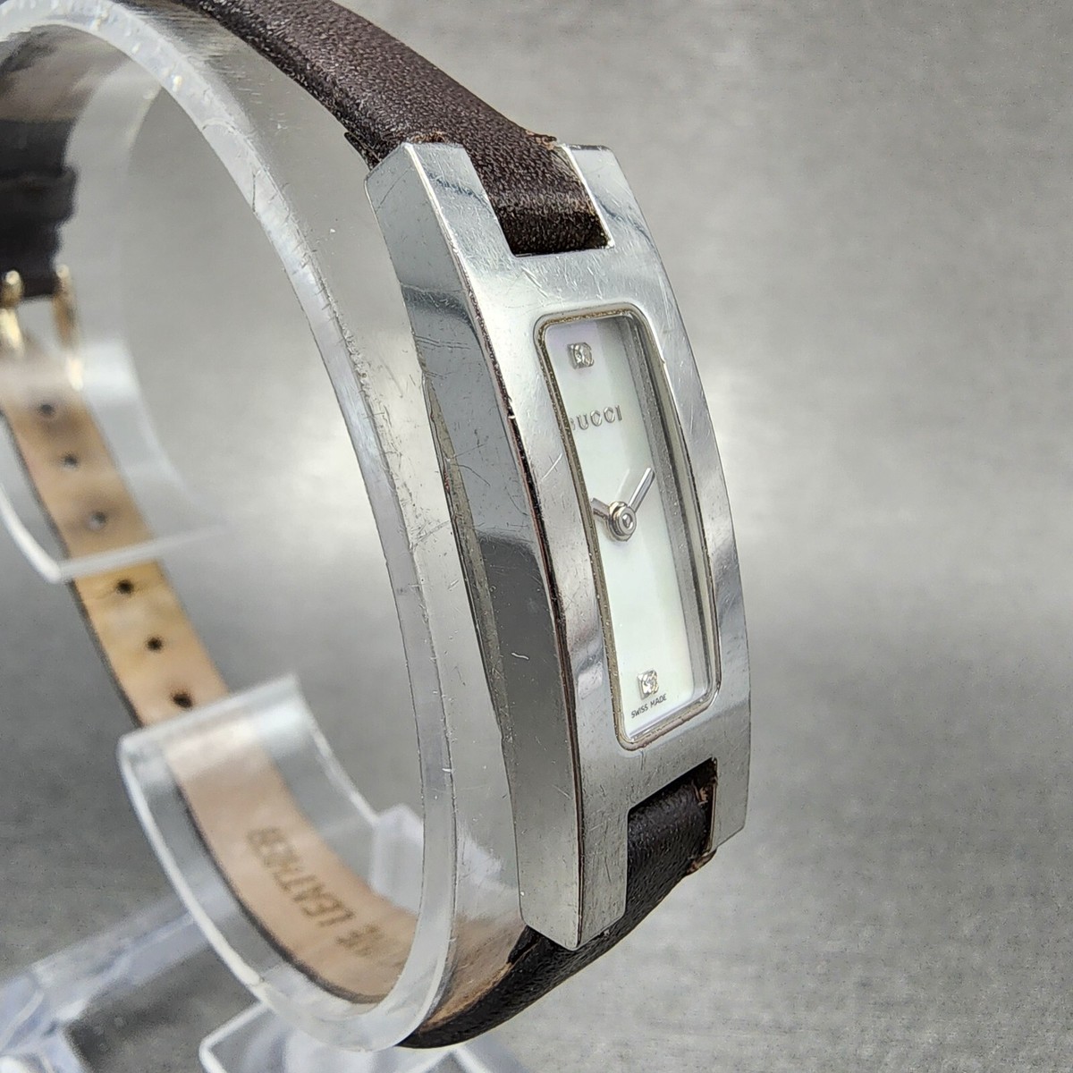 Gucci 3900L Tank Watch Women 12mm MOP Dial Stainless Steel