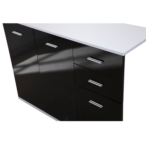 Madia Moderna Design 106x76h in Legno con 2 Ante e 3 Cassetti Nero DecHome - Foto 6 di 10