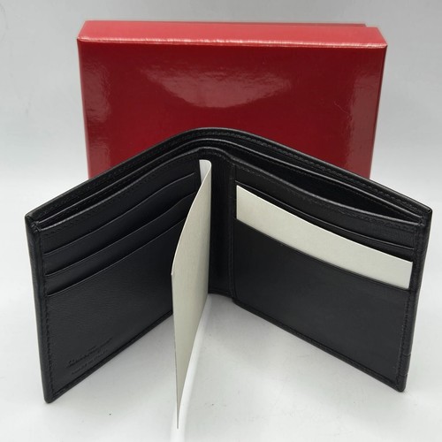 Salvatore Ferragamo Italian Black Leather Bifold Wallet •Silver Logo •New In Box - Bild 5 von 14