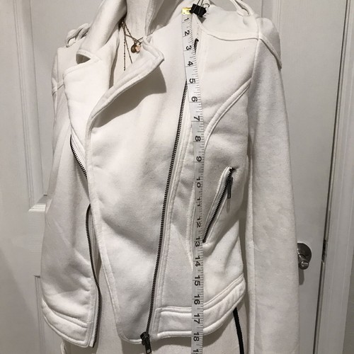 Love Culture Womens White Moto Jacket Asymmetrical Zip Front Size L - Picture 8 of 10