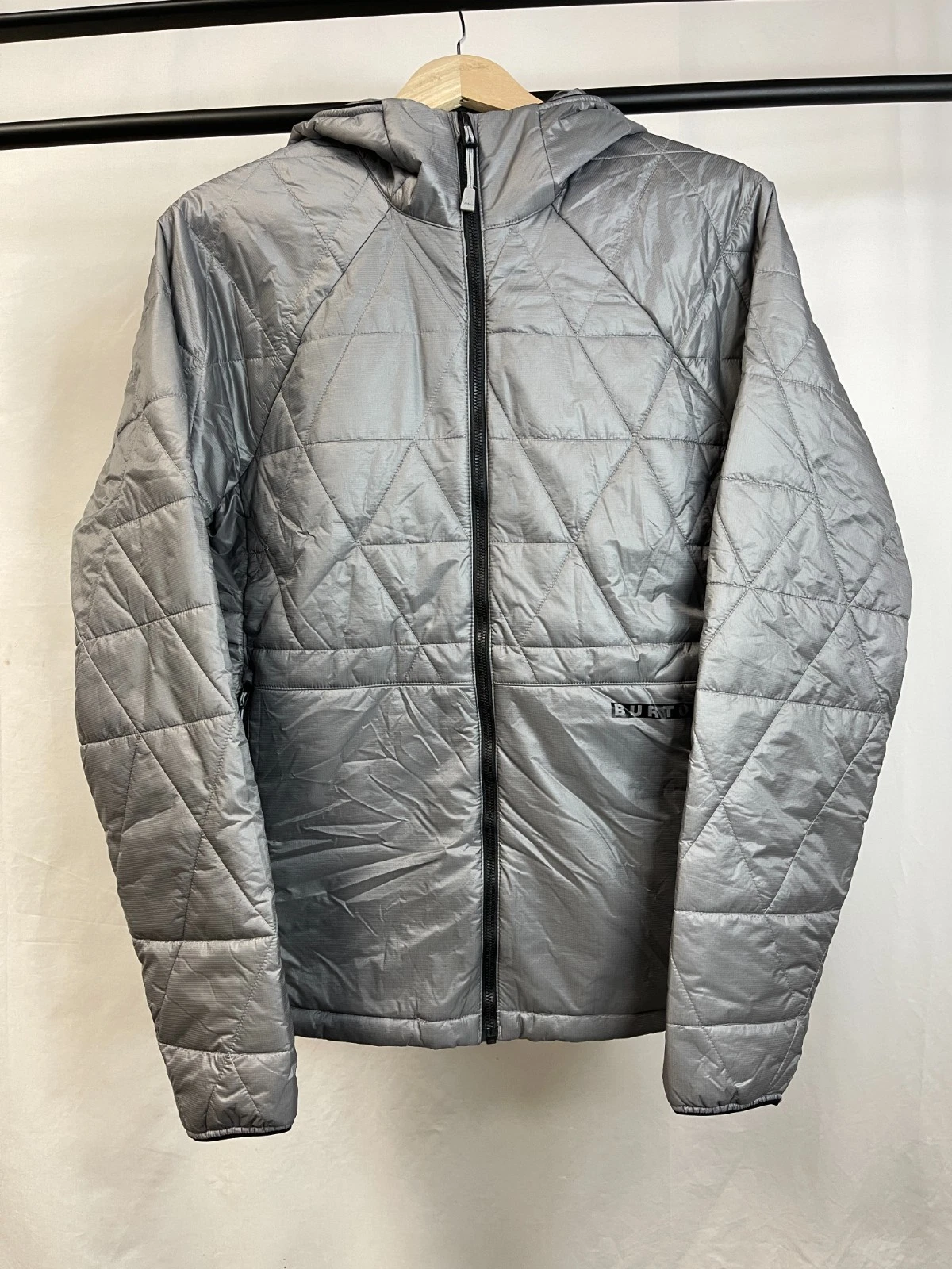 Burton Mens Gray Versheat Hooded Thermacore Eco Insulated Quilted Jacket Size XS
