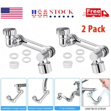 2/4×Universal 1080° Swivel Extension Faucet Aerator Rotate Robotic Arm Extend US