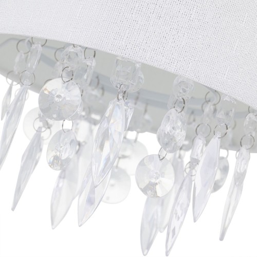 Modern Ceiling Light Pendant Shade 25cm Jewelled White Linen Living Room Bedroom - Picture 3 of 9