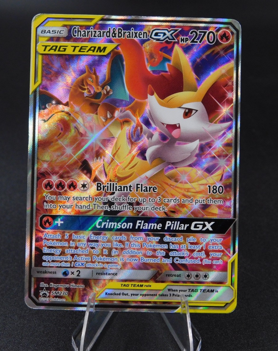 Charizard & Braixen GX SM230 Black Star Promo Sun & Moon S&M Pokemon TCG  Card MP