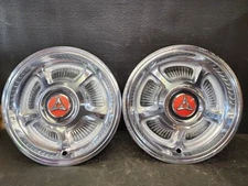 1968 69 Dodge Charger Hubcaps Pair 2 15" Dart Wheel Cover Center Cap Mopar  OEM