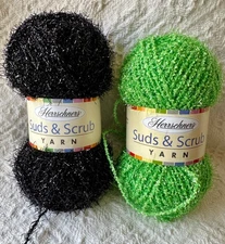 Lot of 2 Herrshners Sud & Scrub Yarn Lime Green and Black NEW NIP