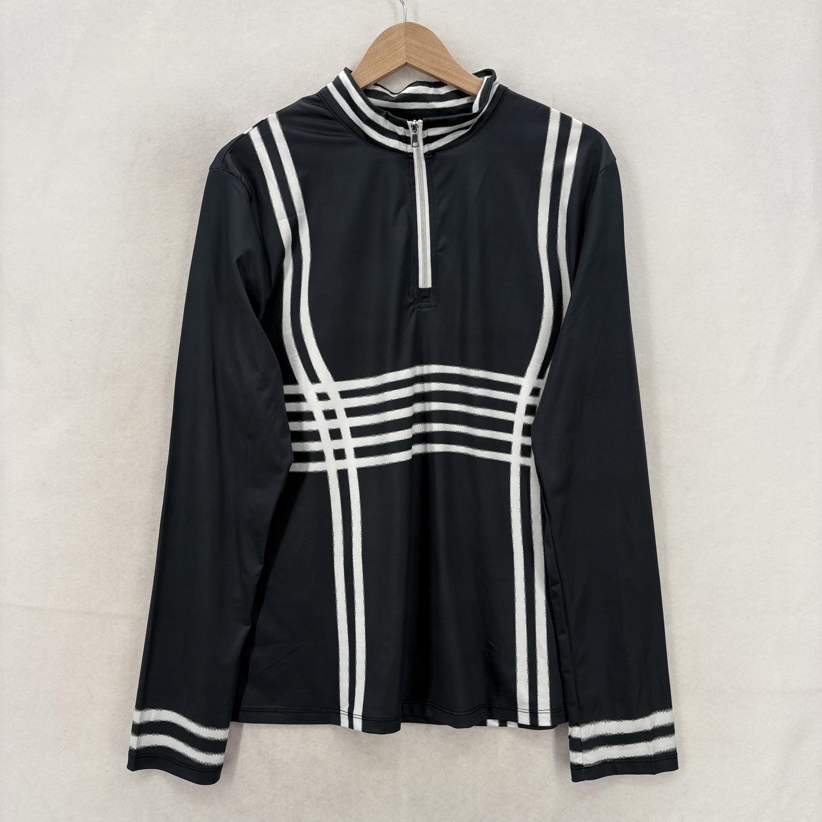 S Pullover Womens 2xl Black Striped Quarter Zip Golf Uv Prot