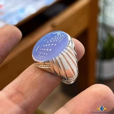 Premium Yemeni Aqeeq Ring 925 Silver Handmade Rare Sosani Purple Agate Ring US 9