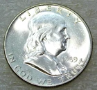 1949 P Franklin Half Dollar BU FBL Frosty White Luster in saflip #D306