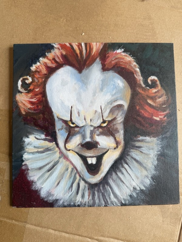 Pennywise creepy clown original oil painting Impressionism Haileylikespaint 8x8