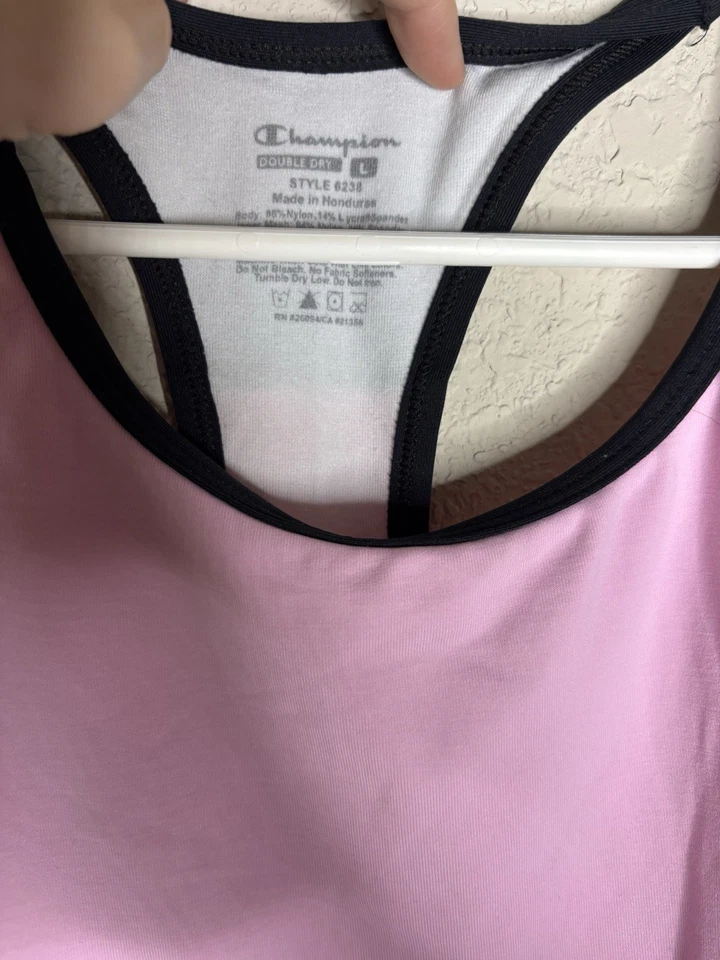 Pink Black White Large Girls Champion Tank With Build In Bra - Image 2 of 4