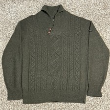 Ben Sherman Lambswool Shawl Collar Cable Knit Sweater   Men  s Small