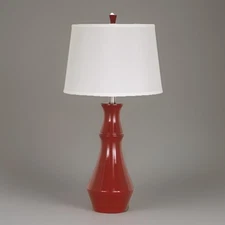 Ashley Furniture Poly Table Lamp. Red Base and White Shade. Excellent Condition
