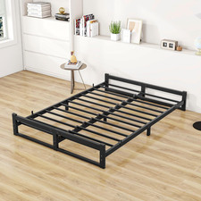Double Bed Frame,4Ft6 Floor Bed Frame Double Bed Base with Reinforced Steel Slat