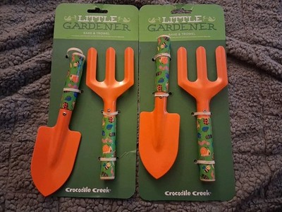 Crocodile Creek Kids Garden Hand Tools Rake & Trowl NEW For Beginners Lot Of 2