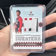 Panini 2023-24 NBA Hoops Rookie Sweaters Scoot Henderson Memorabilia Insert Card