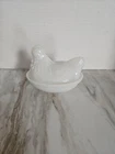 Vintage Hen on Nest Hazel Atlas White Milk Glass Candy Dish 4.5"