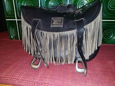 2 Motorrad Satteltaschen Chopper Cruiser Gepäcktaschen mit Franzen moto line