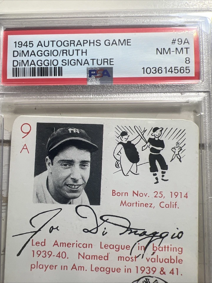 1945 Leister Joe DiMaggio & Babe Ruth Autographs Game  PSA 8 New York Yankees - Image 4 of 4