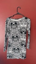 Boohoo Black & White Sugar Skull Halloween Bodycon Dress - Size US 8