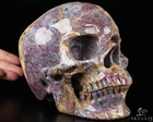 Lifesized 7.0" Red Moss Agate Carved Crystal Skull,Super Realistic