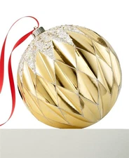 Holiday Lane Shine Bright Diamond Pattern Gold Ornament