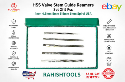 Hss Valve Stem Guide Reamers 5 Pcs 4mm 4.5mm 5mm 5.5mm 6mm Spiral RAHISHTOOLS