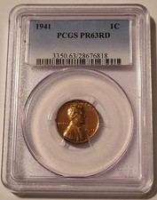 1941 Lincoln Wheat Cent Pr63 Red Pcgs Low Proof Mintage