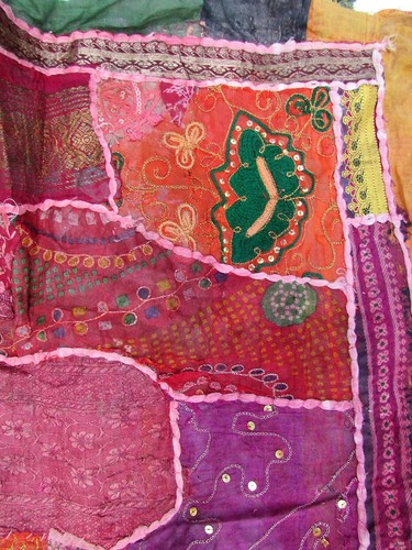 Kutchi Indian Patchwork Wall Hanging Rectangular Multicolor Vintage 58 x 39 1/2" - Picture 3 of 5