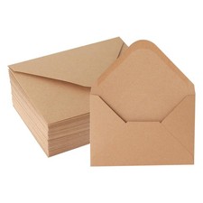 V-flap Kraft Envelopes, 50 Pack, 4 x 6 Inch, A4 Envelopes, Card Envelopes, Brown