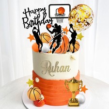29 PCS Basketball Cake Toppers Basketball Cake Decorations with Star Golden B...