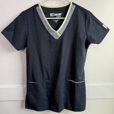 GREY'S ANATOMY BY BARCO Blue, Gray,  Yellow Active Scrub Top Size Small