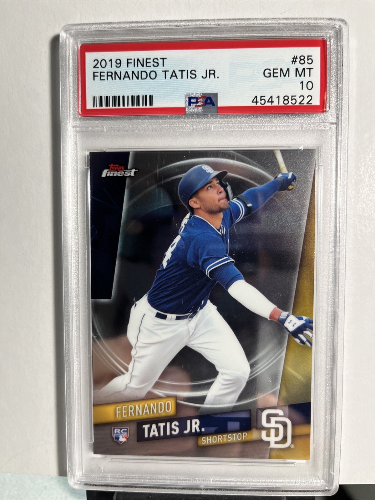 2019 Finest Fernando Tatis Jr. RC Rookie #85 Padres PSA 10 view 3