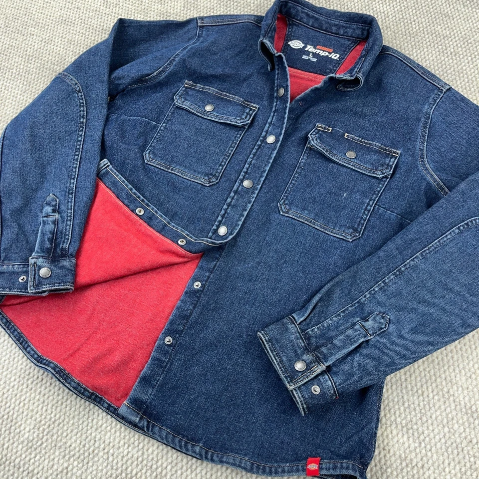 Dickies Shacket Women Large Warming Temp-iq Flex Denim Work Shirt Blue Dark - Image 2 of 4