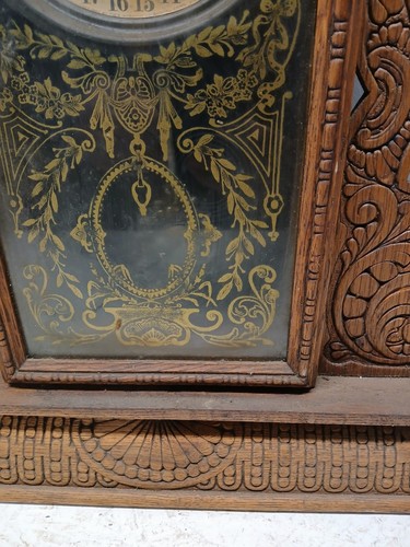 Ingraham Gila Model Parlor Mantle Clock, 8 Day T&S, Calendar, Oak Case, Parts - Picture 4 of 16