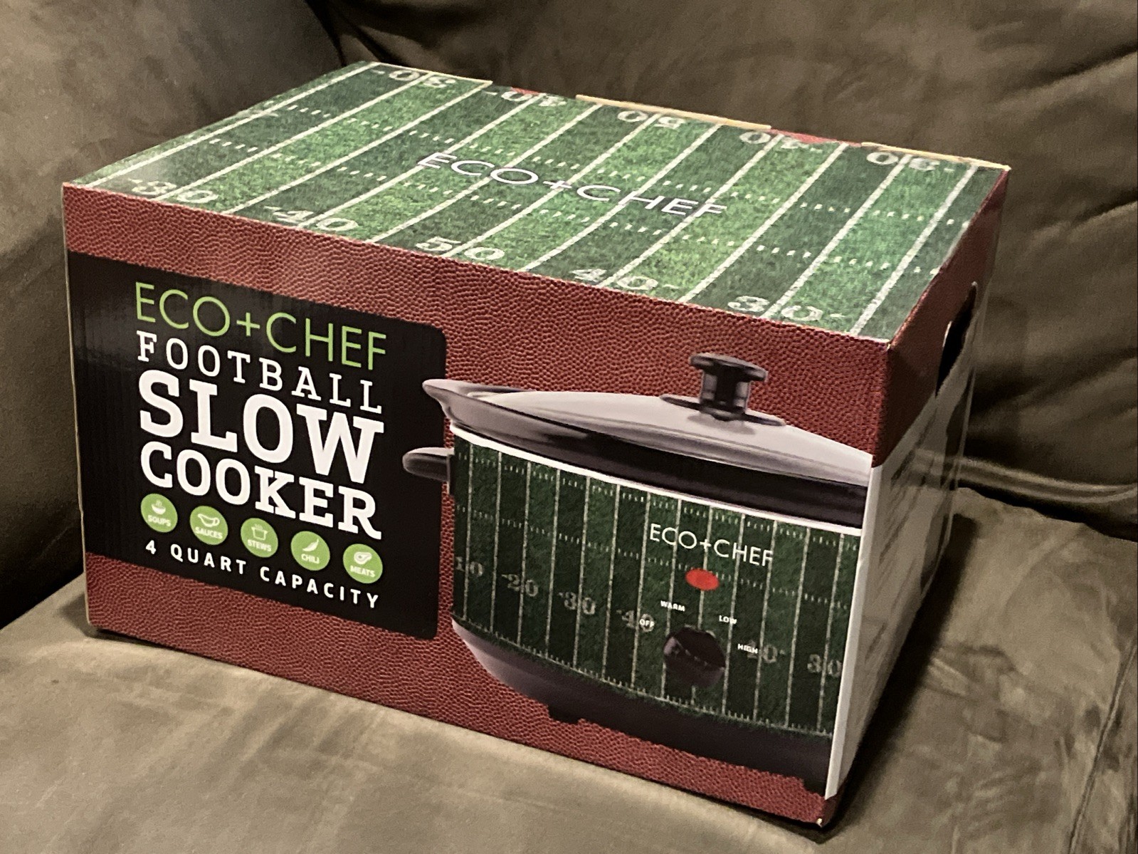 *NEW* ECO CHEF 4 QUART SLOW COOKER CROCK POT - NFL FOOTBALL GAME DAY SUPER BOWL