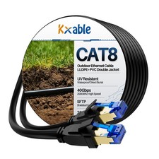 Cat8 Cat7 Outdoor Ethernet Cable 100FT, SFTP Shielded Foil Twisted Pair, OFC,