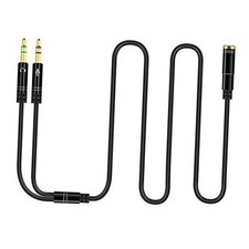 Headphone Splitter for Computer 3.5mm Female to 2 Dual 3.5mm Male 100CM Black