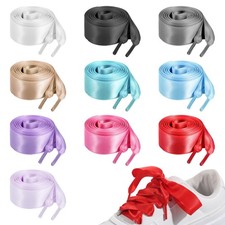 12 Pairs 47" Flat Satin Ribbon Shoelaces Colorful Flat Shoe Laces for Men Women